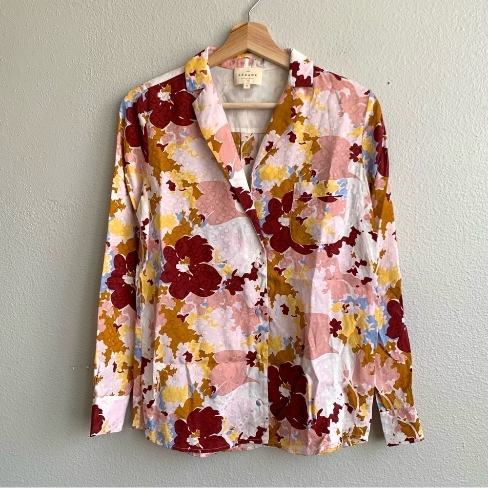 Sezane Florence Shirt 36 Silk Blouse